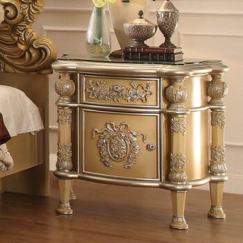 Mohawk Pickle Frost & Metallic Silver Finish Nightstand / Side Table HD-8015 By Homey Design