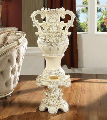 Ceramic White & Gold Vase & Pedestal HD-1132 By Homey Design