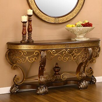 Mahogany & Metallic Gold Console Table HD-2112 By Homey Design