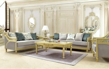 Metallic Gold 3 PCs Sofa Set HD-2063 By Homey Design