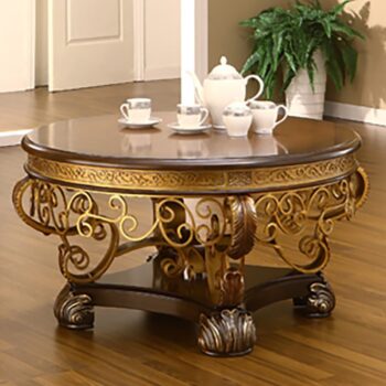 Mahogany & Metallic Gold Coffee Table HD-2112 By Homey Design