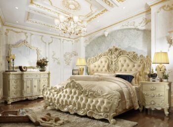 Luxury Pearl 5 California King Cream Bedroom Set HD-5800 By Homey Design