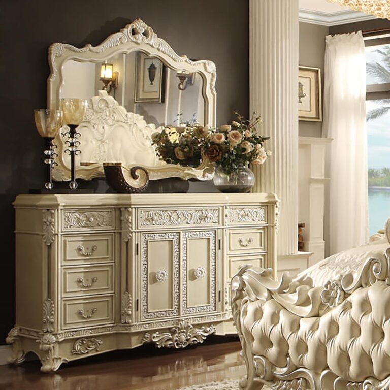Luxury Pearl 5 California King Cream Bedroom Set HD-5800 By Homey Design