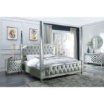 Silver & Mirror Finish 5 PCs Eastern King Bedroom Set HD-6001 By Homey Design - Image 3