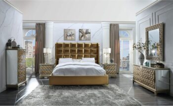 Luxury Gold 5PCs California King Bedroom Set HD-6065 By Homey Design