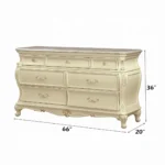 Pearl white 7 Drawer Dresser with Granite Top