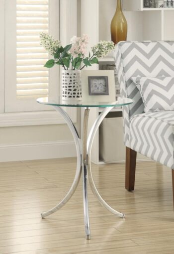 Eloise Round Accent Table with Curved Legs Chrome 902869 By Coaster Furniture