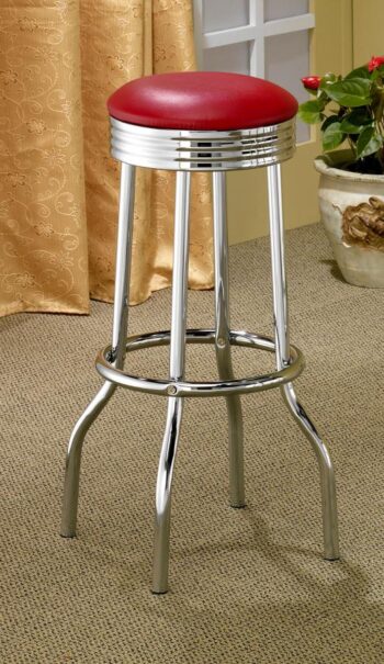 Theodore Upholstered Top Bar Stools Red and Chrome (Set of 2) 2299R By Coaster Furniture