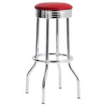 Theodore Upholstered Top Bar Stools Red and Chrome (Set of 2) 2299R By Coaster Furniture - Image 3