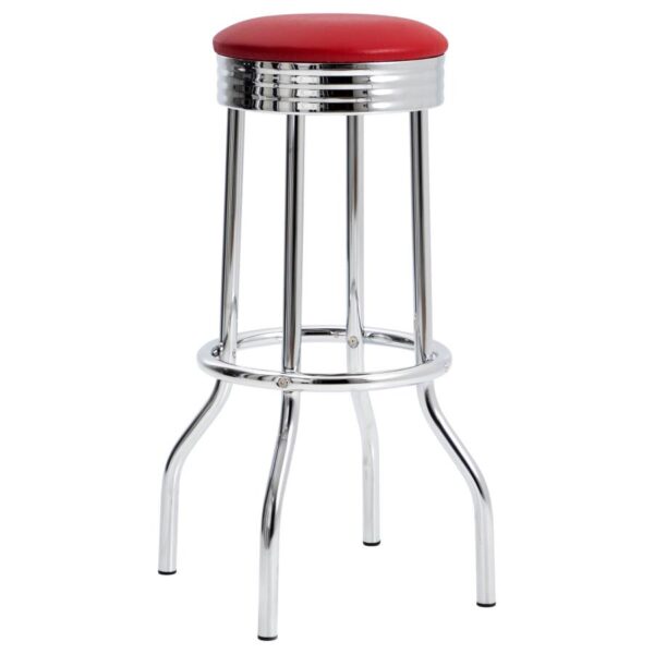 Theodore Upholstered Top Bar Stools Red and Chrome (Set of 2) 2299R By Coaster Furniture - Image 3