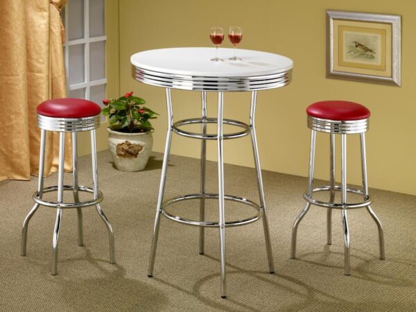 Theodore Upholstered Top Bar Stools Red and Chrome (Set of 2) 2299R By Coaster Furniture - Image 4