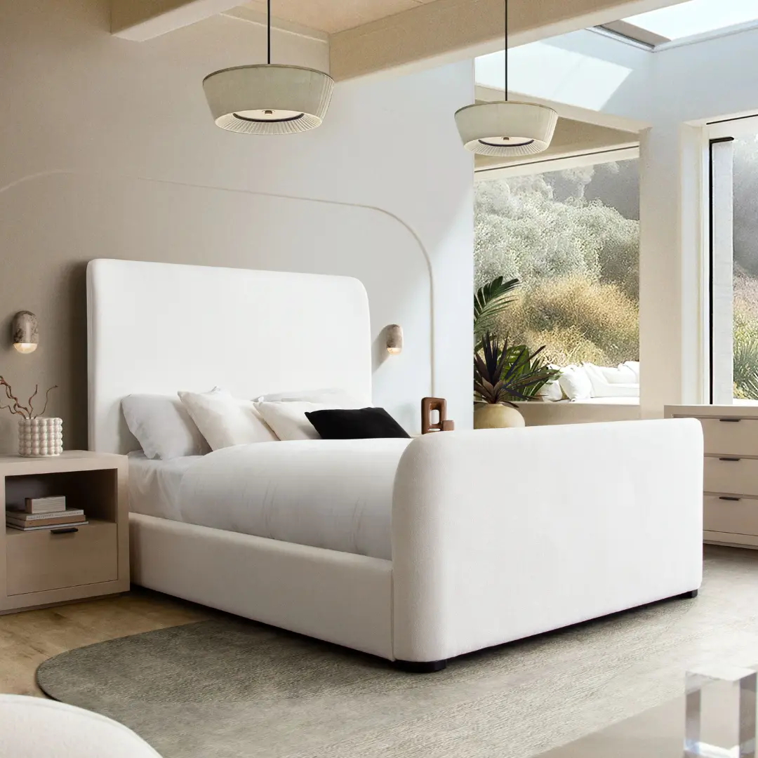 Eve Ivory Fabric Contemporary Bed By Diamond Sofa | Mobilia Cleopatra 3 Contemporary Bed