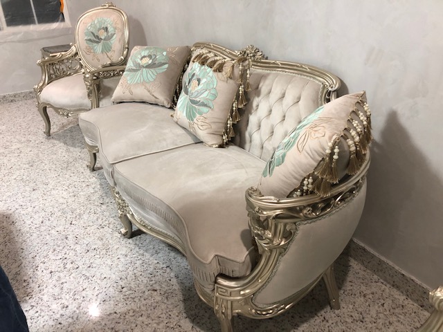 Handmade Silver Champagne Sofa | Mobilia Cleopatra 3 Handmade Silver Champagne Sofa - Image 1