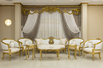 5PCS Handmade Gold Ivory Paris Sofa Set