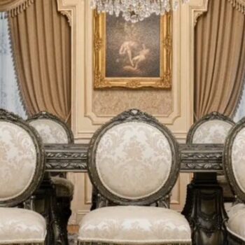 9PCS Handmade Florina Bronze Beige Dining Set