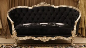Handmade Silver Black Loveseat