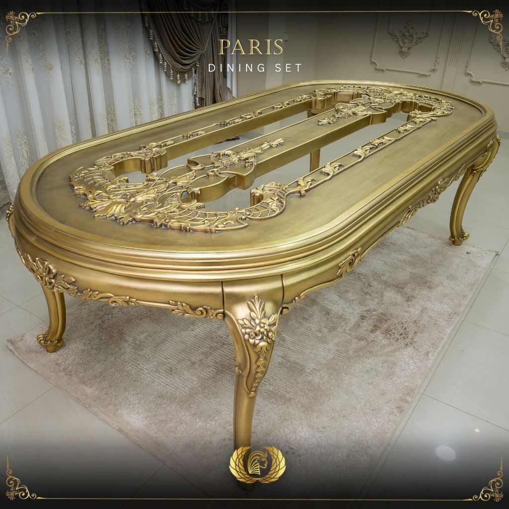 Handmade Ivory Gold Paris Dining Table | Mobilia Cleopatra 3 Handmade Ivory Gold Paris Dining Table - Image 1