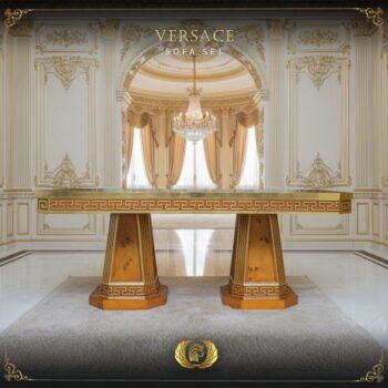 Handmade Brown Gold Versace Dining Table