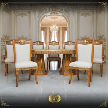9PCS Handmade Brown Gold Versace Dining Set