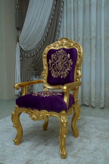 Handmade Gold Violet Arm Chair