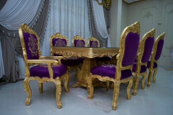 9PCS Handmade Gold Violet Dining Set