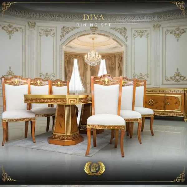 9PCS Handmade Brown Gold Diva Dining Set - Image 5