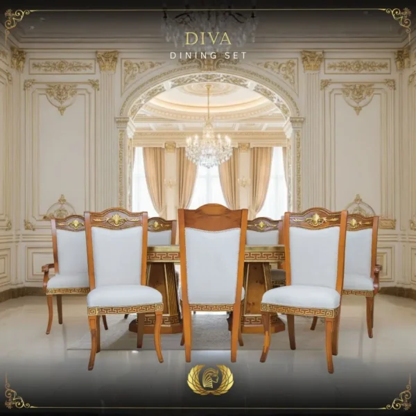 9PCS Handmade Brown Gold Diva Dining Set - Image 3