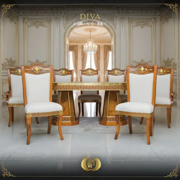 9PCS Handmade Brown Gold Diva Dining Set - Image 2