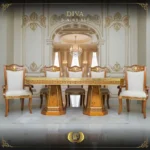 9PCS Handmade Brown Gold Diva Dining Set - Image 9
