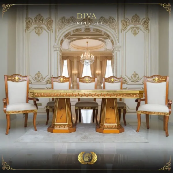 9PCS Handmade Brown Gold Diva Dining Set - Image 9