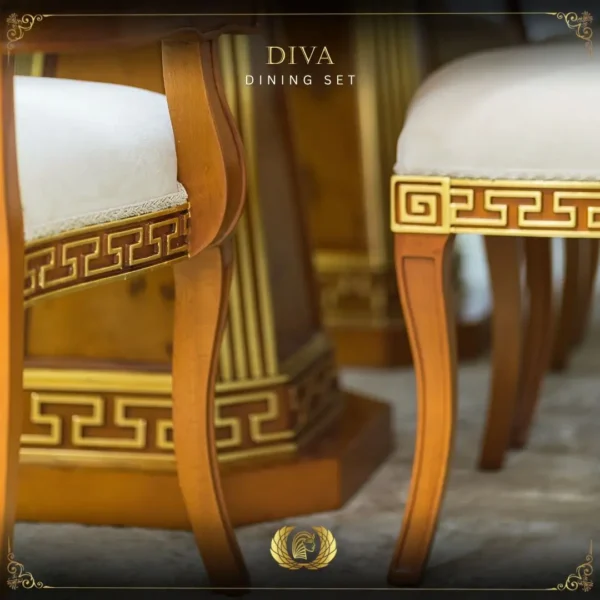 9PCS Handmade Brown Gold Diva Dining Set - Image 7