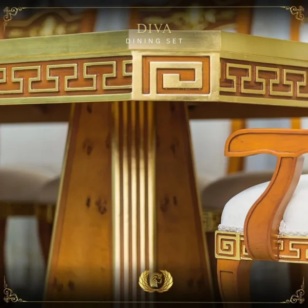 9PCS Handmade Brown Gold Diva Dining Set - Image 10