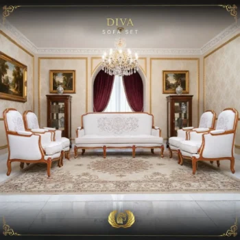 5PCS Handmade Brown Gold Diva Sofa Set