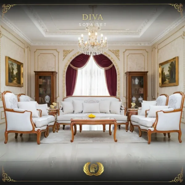 5PCS Handmade Brown Gold Diva Sofa Set - Image 2