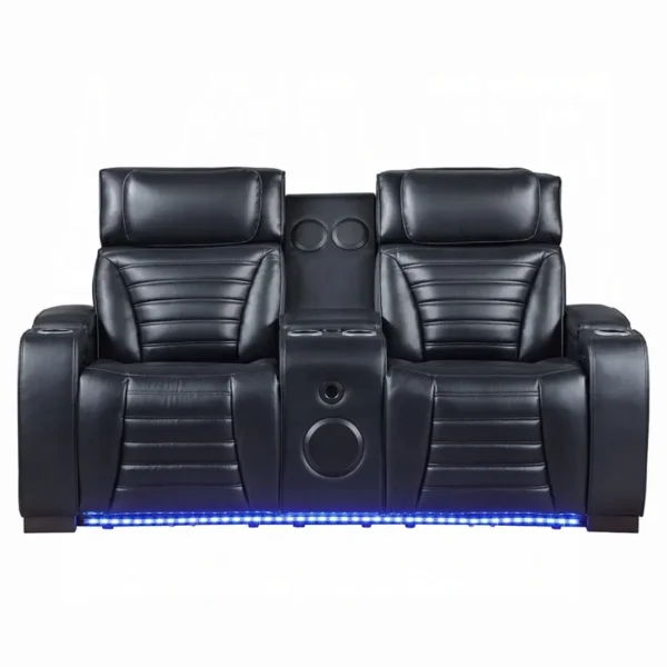 Ephron Black Leather Power Motion Recliner Loveseat with Console by ACME - Image 2