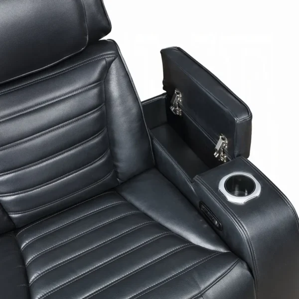 Ephron Black Leather Power Recliner Chair by ACME - Image 2