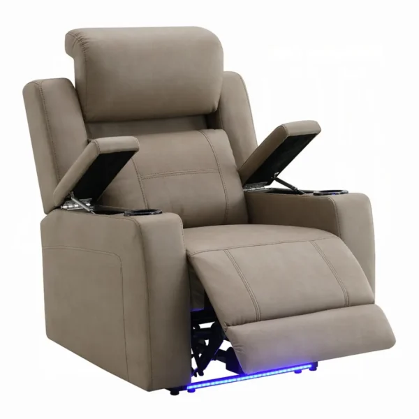 Lugo Camel Leather Power Motion Recliner with Cup Holder by ACME - Image 2