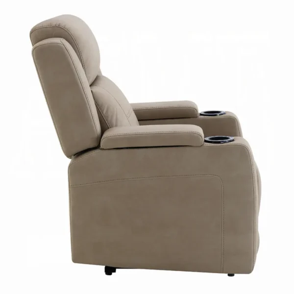 Lugo Camel Leather Power Motion Recliner with Cup Holder by ACME - Image 3