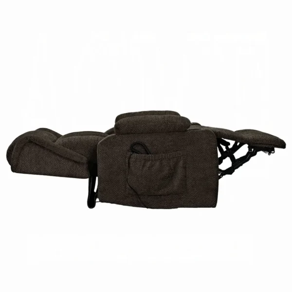 Lusio Brown Linen Power Recliner Lift Chair & Cup Holder by ACME - Image 4