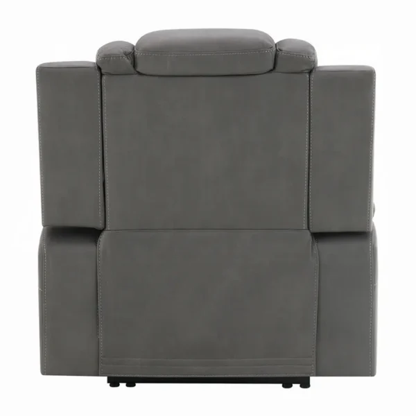 Leuco Gray Leather Power Headrest Recliner by ACME - Image 4