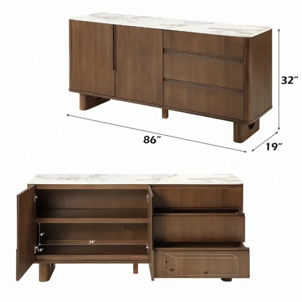 Harvey Walnut Buffet Cabinet with Ceramic Top by ACME - Image 5