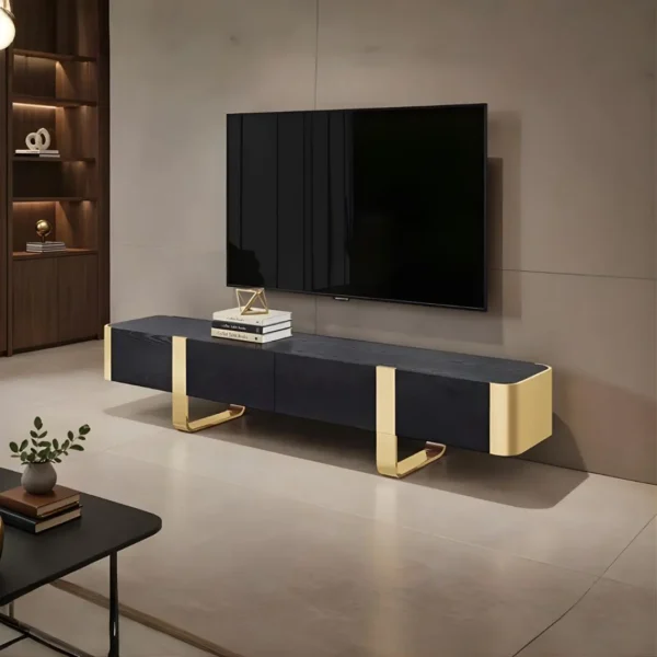 Leknes Contemporary Tv Console w/ Gold Frame By Furniture Of America - Image 2