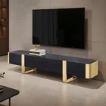 Leknes Contemporary Tv Console w/ Gold Frame By Furniture Of America