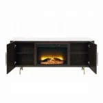 Clayten Espresso Server with Marble Top & Fireplace by ACME - Image 3