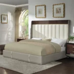 Wood and Upholstered Bed Eastern King Size