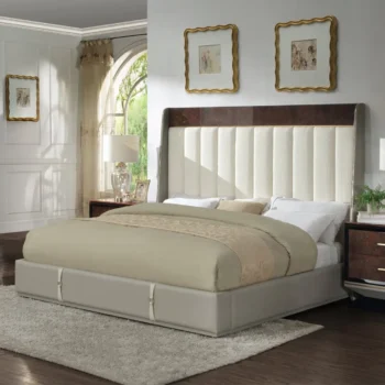 Wood and Upholstered Bed Eastern King Size