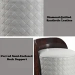 Jamonica Gray Upholstered Vanity Stool by ACME - Image 3