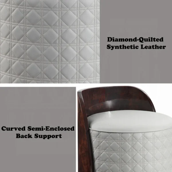 Jamonica Gray Upholstered Vanity Stool by ACME - Image 3