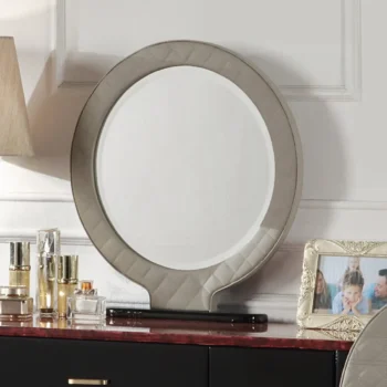 Gray Round Vanity Mirror