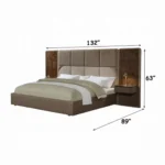 Marcelino Beige Leather Upholstered Bed Eastern King by ACME - Image 4